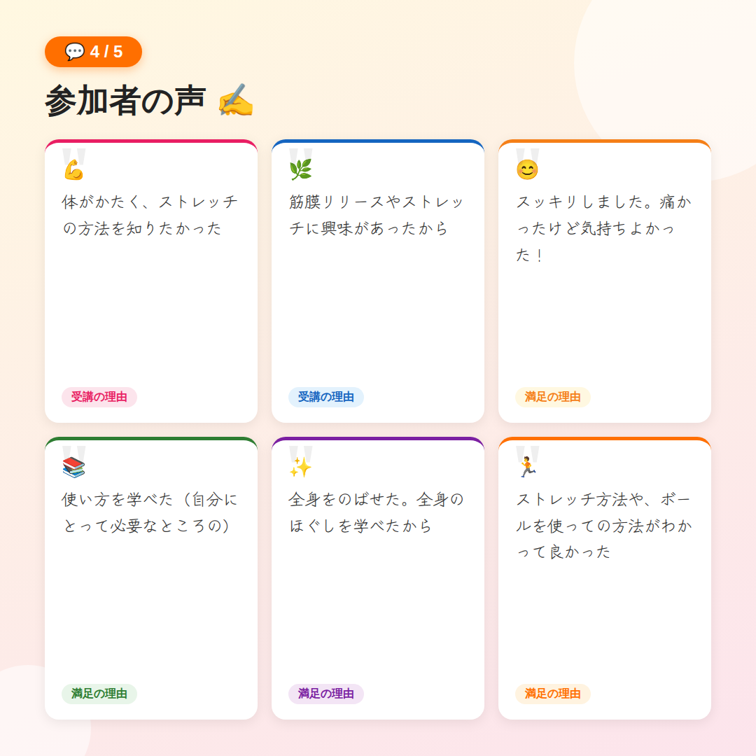 参加者の声（受講理由・満足理由）